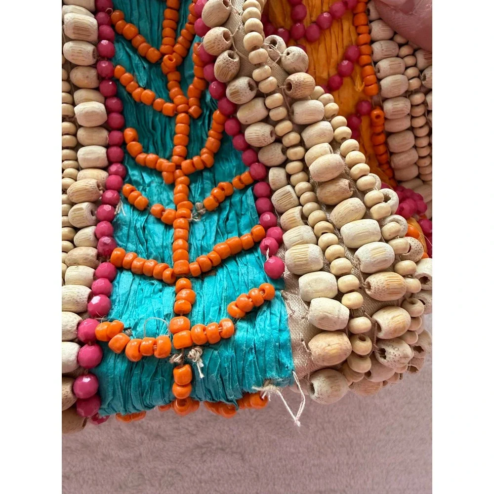 Viral Made in India Handcrafted‎ Artisan Beaded Clutch/Purse Gold Tone Chain